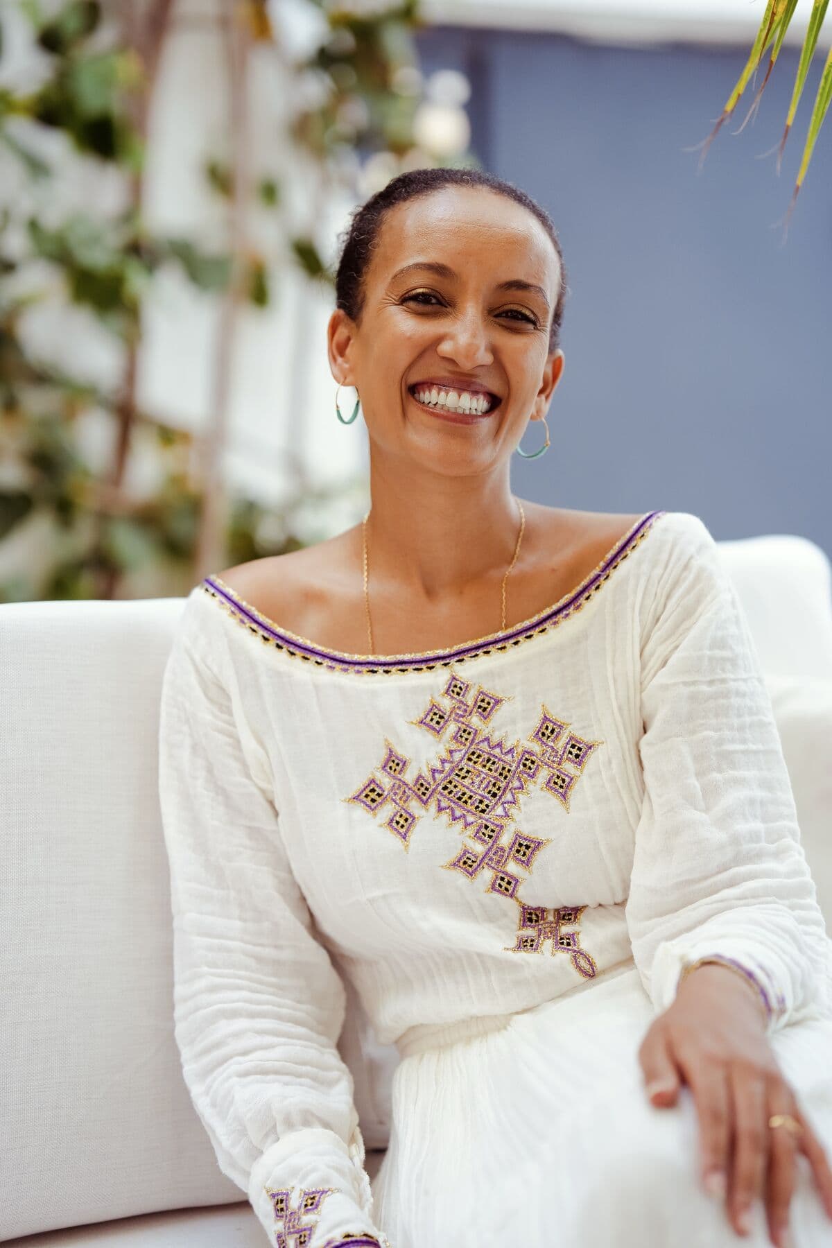 Portrait of Maraki Germa Bekele, founder of ge'eza, in the Point E villa