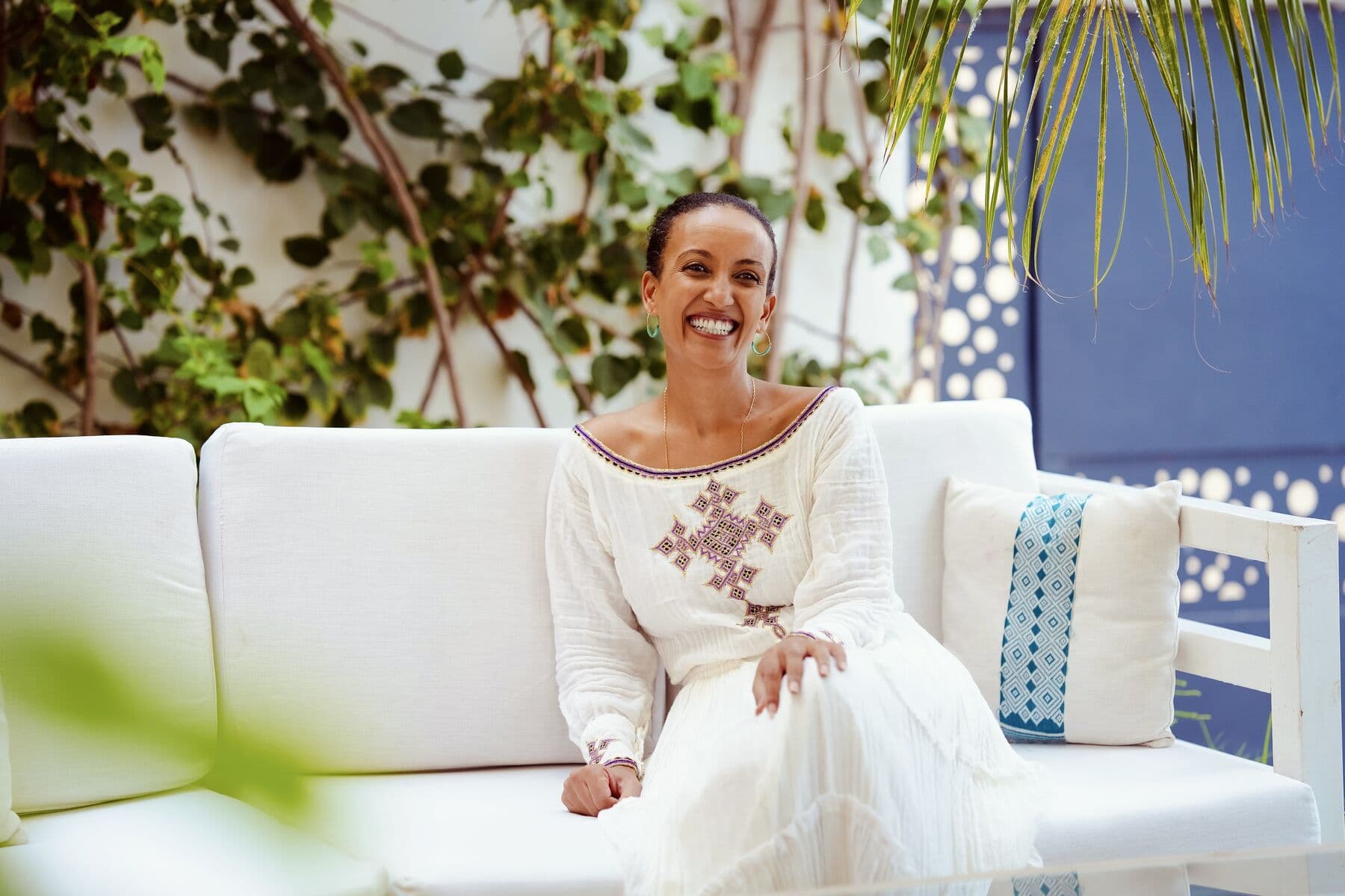 Maraki Germa Bekele in the lounge of the ge'eza villa in Point E